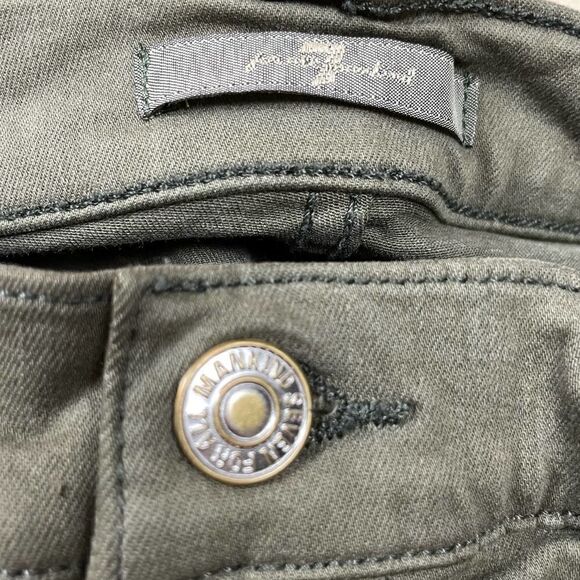 7 For All Mankind High Waist Distressed Olive Green Jeans, size 28 - VGUC - Picture 4 of 7